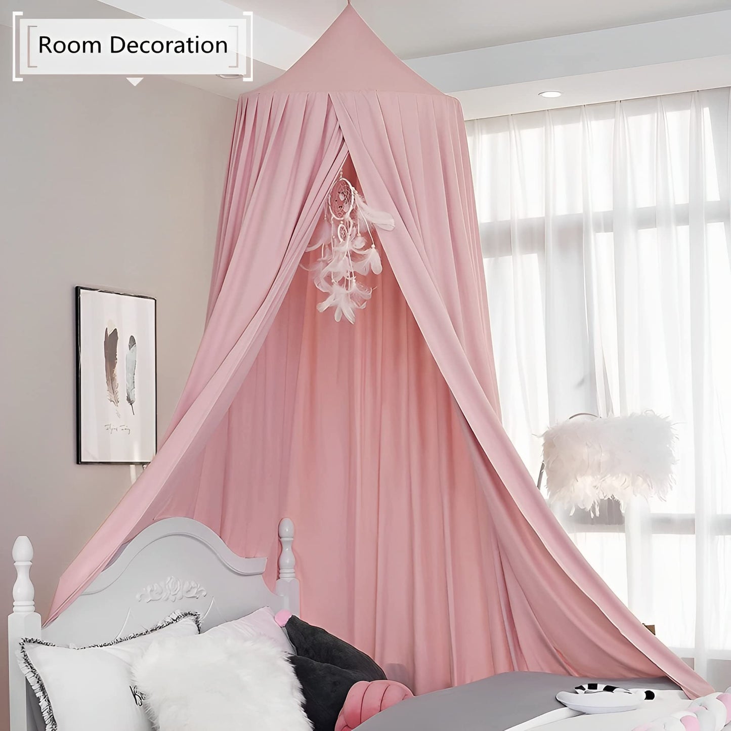 Beauenty Bed Canopy for Girls Room,Princess Bed Canopies for Kids Room,Extra Large Kids Bed Canopy for Girls Boys Bedroom Decor,Soft Smooth Playing Tent Canopy for Decoration,Playing,Reading,Sleep