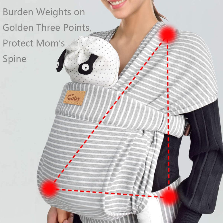 CUBY Baby Wrap Carrier Half Buckle Baby Carrier Hands Free Butterfly Back Shape Easy Wrap Carrier for Newborn Infant - One Size Fits All