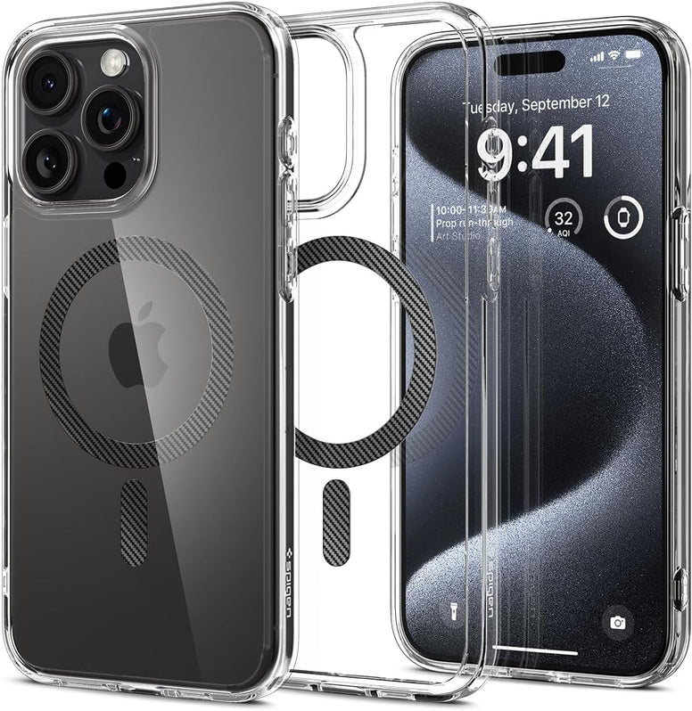 Spigen Ultra Hybrid MagFit designed for iPhone 15 Pro case cover compatible with MagSafe - Carbon Fiber