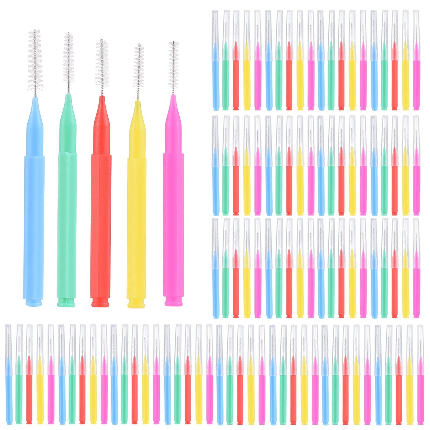 Eacam 100 Pieces Interdental Brushes Floss Toothpick Braces Brush Tooth Cleaning Tool Tooth Care Interdental Brushes Set