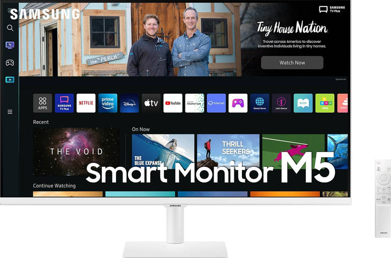SAMSUNG 32in White Flat Smart Monitor M5 FHD Smart TV with Remote and Speaker, LS32BM501EMXUE