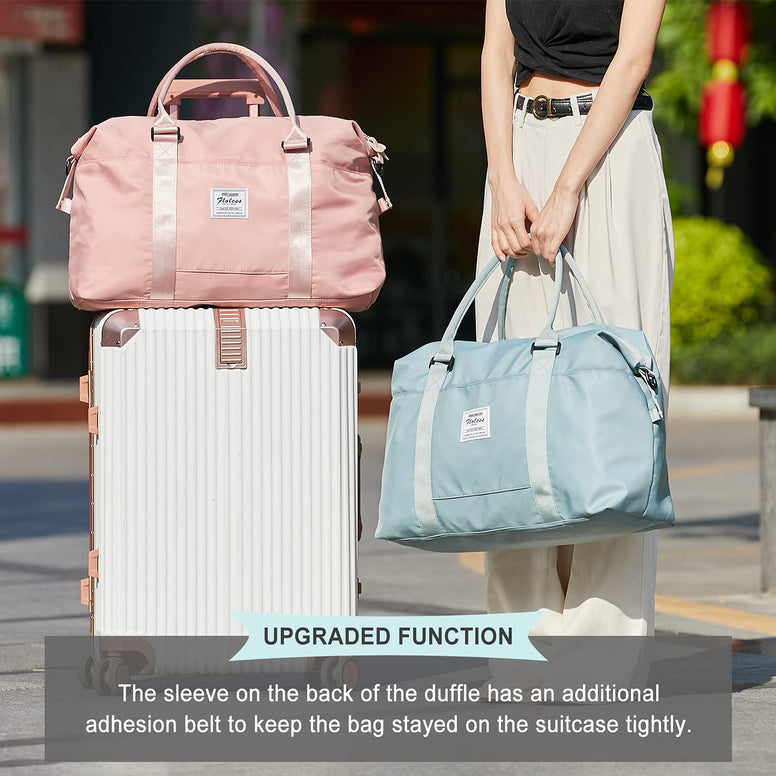 HYC00 Travel Duffel Bag, Sports Tote Gym Bag, Shoulder Weekender Overnight Bag for Women,Pink, A-Pink, Large, Travel Bag