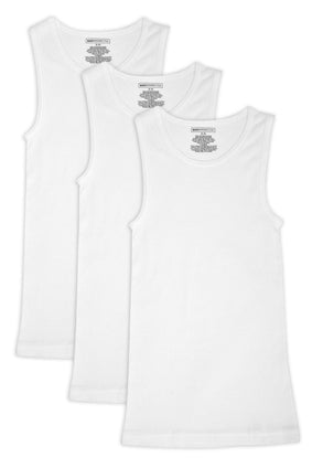 Basic Perspective Boy's A-Shirt Tagless Cotton Tank Top Undershirt, Pack of 3