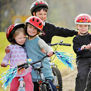 Kids Bike Bell and Streamers for Girls - 1 Pack Flower Bicycle Bell with 2 Pack Bike Streamers for Children's Bike Accessories