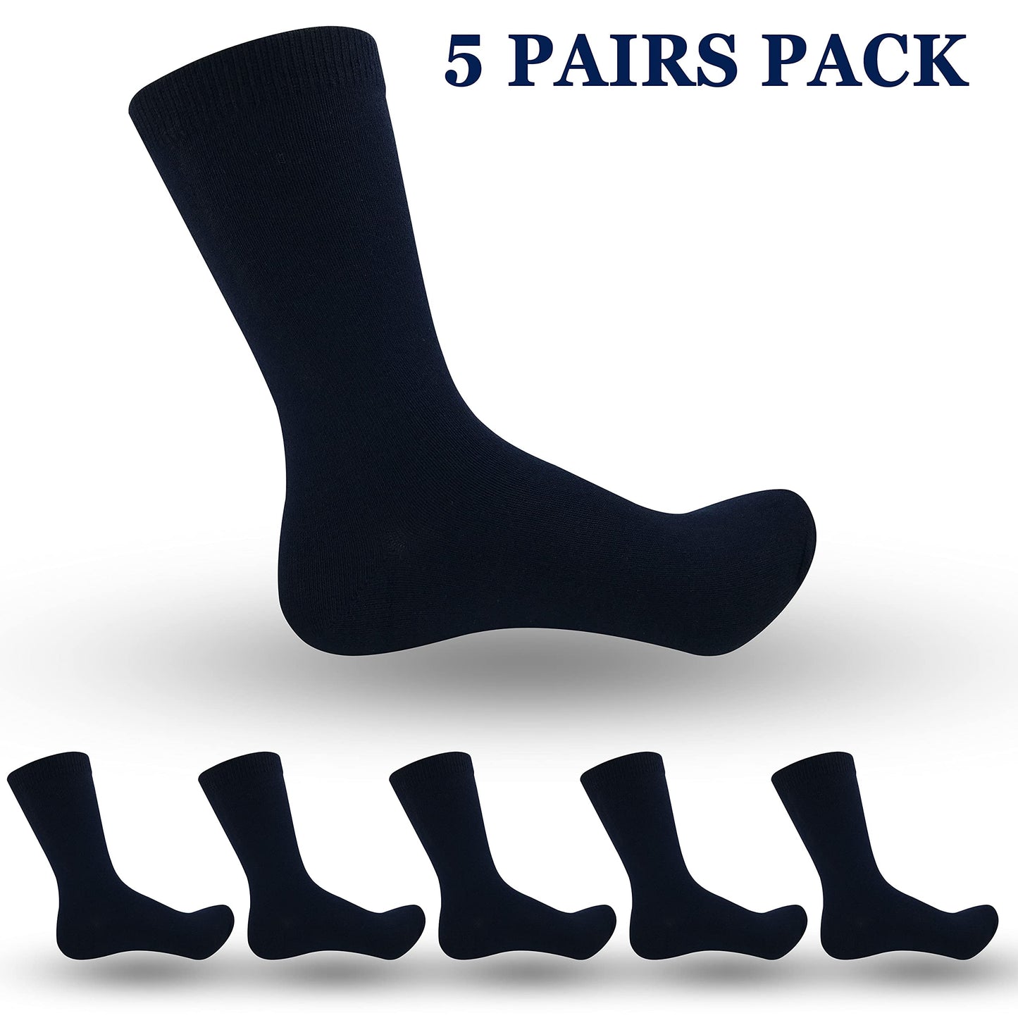 Boys & Girls Unisex Black School-Casual Crew Socks 5 Pairs Pack