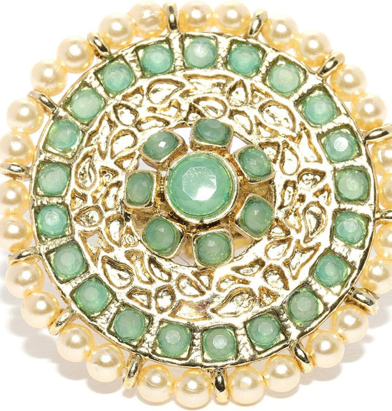 ZAVERI PEARLS Women's Non Precious Metal Ring (Green, Zpfk9147)