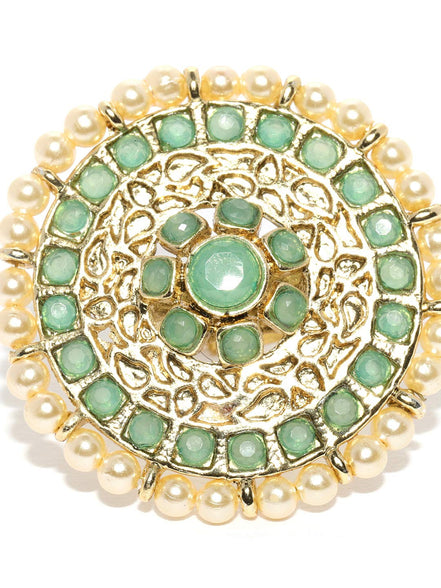 ZAVERI PEARLS Women's Non Precious Metal Ring (Green, Zpfk9147)
