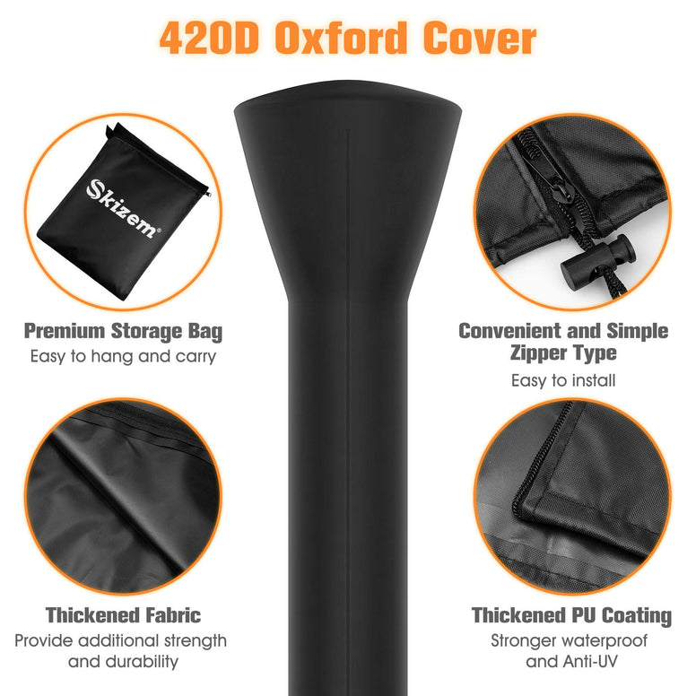 Skizem Outdoor Patio Heater Cover with Zipper,Upgraded 420D Oxford Fabric with PU Coating Material,100% Waterproof Windproof Anti-UV Snow- Dust-Proof,36 Months of Use 89'' H x 33" D x 19" B