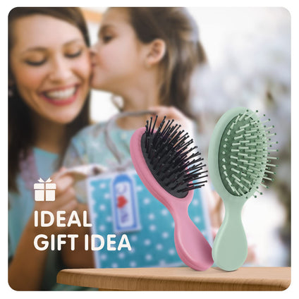 Oval Hair Brush Hair Detangler, Baytion Hair Brushes for Kids 2Pcs, Mini Hair Brushes for Wet Dry Curly Hair, Hair Comb Scalp Massager for Reducing Hair Breaking