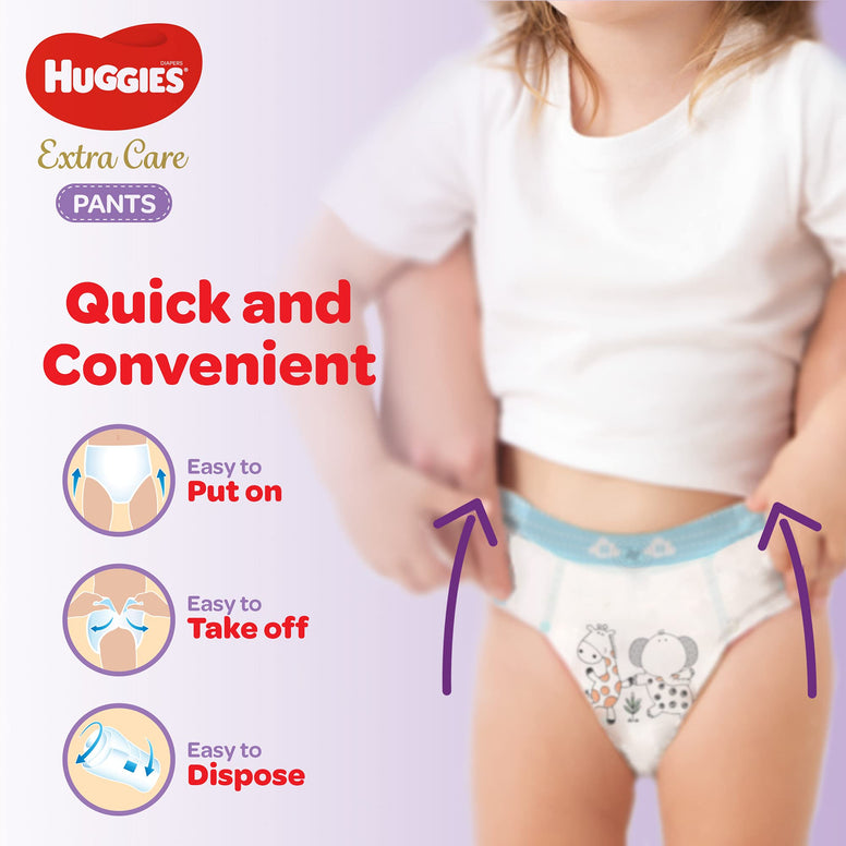 Huggies,Extra Care Baby Pants,Diaper Pants Size 4(8-14kg),Mega Pack of 72 Diapers,Absorbent Channels and Strechy Waistband,12h Day & Night Protection,Free from Nasties