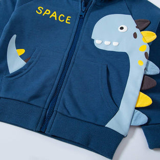 Azalquat Baby Toddler Boys Dinosaur Hooded Zip Jacket Casual Outerwear Active Sweatshirt    2-3 years