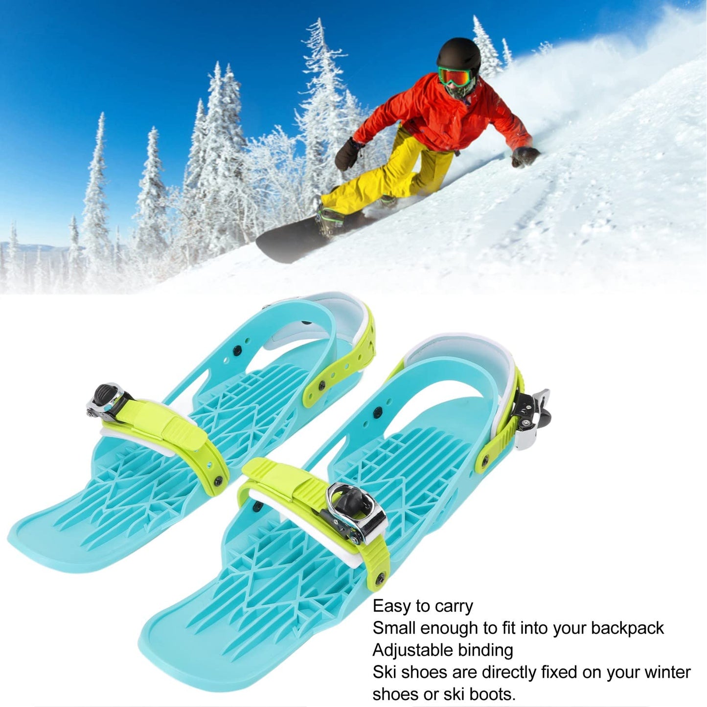 Mini Short Ski Skates for Snow, Outdoor Skiing Short Snowskates Snowblades Skiboards, Adjusable Outdoor Ski Shoes for Winter Shoes, for Winter Sport Skiing Equipment (Adults)