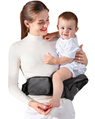 Baby Hip Seat Carrier, GROWNSY Ergonomic Hip Seat Baby Carrier with Multiple Pockets, Adjustable Extended Waistband for Newborns & Toddlers up to 50 lbs, Grey