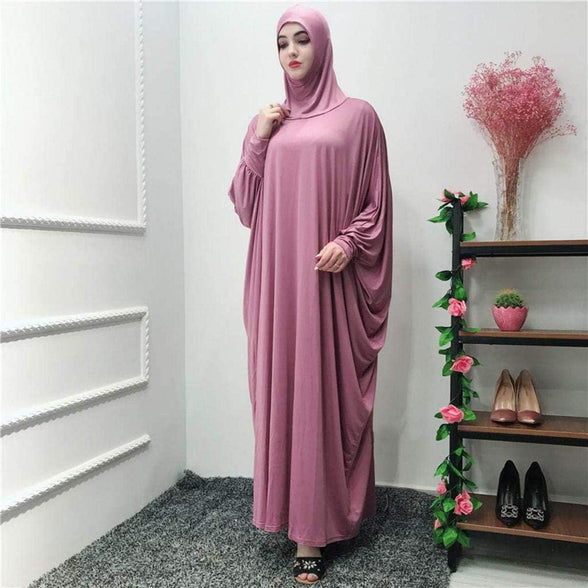 Women's Muslim Abaya Dress Prayer Dress Islamic Headdress Maxi Robe Dubai Kaftan，Hijab Full Length Dress