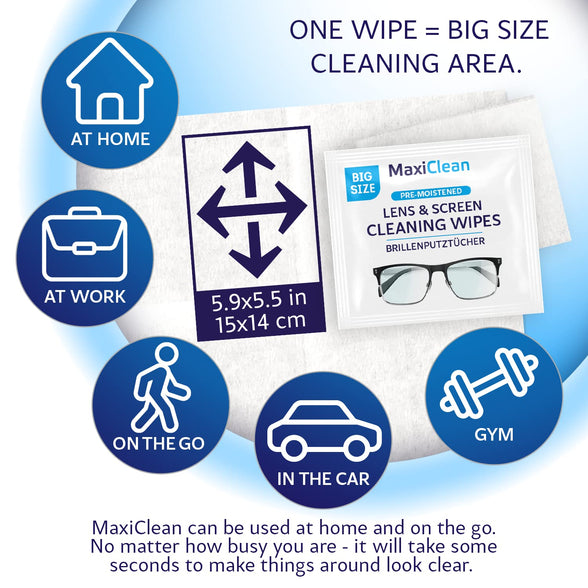 600 Eye Glass Clean Wipes Individually Wrapped Glasses Wet Wipe Lens Cleaner Bulk Tissues Pack Laptops Screen Cleaner Travel Sunglasses Camera Cleaning Pre-Moistened Reading Eyeglasses Wipes 5.9 x 5.5