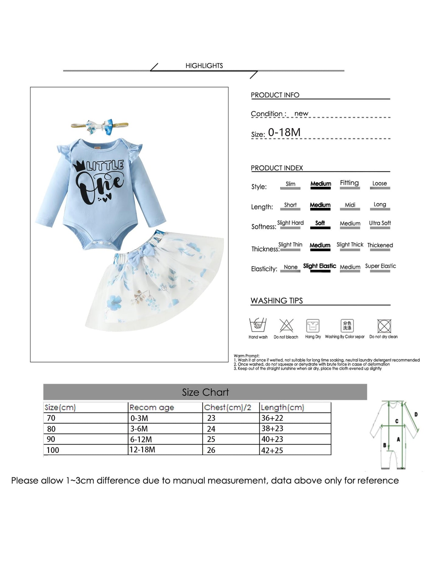 Haokaini Baby Girl Skirt Set New Born Long Ruffles Sleeve Lettering Print Novel Top Flower Tutu Bow Princess Dress Three Pieces, for 0-3 Months