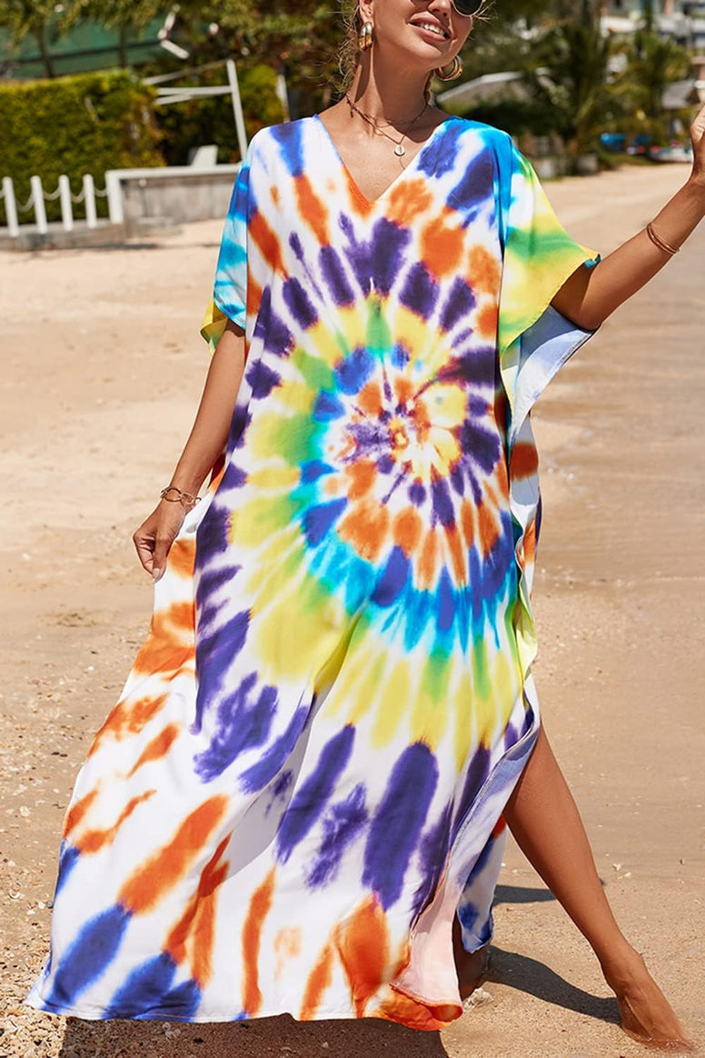 YouKD Summer Long Kaftan Bohemian Loungewear Beach Swimsuit Cover Up Maxi Dress for Women