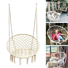 Round Hammock Chair Outdoor Indoor Dormitory Bedroom Yard For Child Adult Swinging Hanging Single Safety Chair Hammock (Color : White)