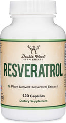 Resveratrol Supplement 500mg Per Serving, 120 Capsules (Natural Resveratrol Polygonum Root Extract Providing 50% Trans Resveratrol) Healthy Aging Support, Manufactured in The USA by Double Wood