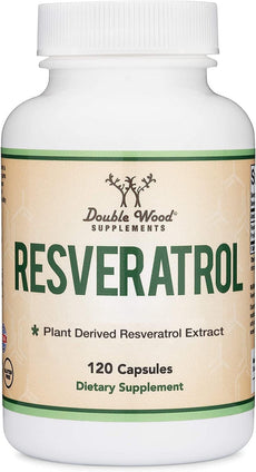 Resveratrol Supplement 500mg Per Serving, 120 Capsules (Natural Resveratrol Polygonum Root Extract Providing 50% Trans Resveratrol) Healthy Aging Support, Manufactured in The USA by Double Wood