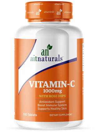 Aitnaturals Vitamin C 1000 mg Supplement 100 Tablets with Rose Hip, Healthy Immune System & Skin Support, and Antioxidant Protection | Vitamin C Supplement for Men Women