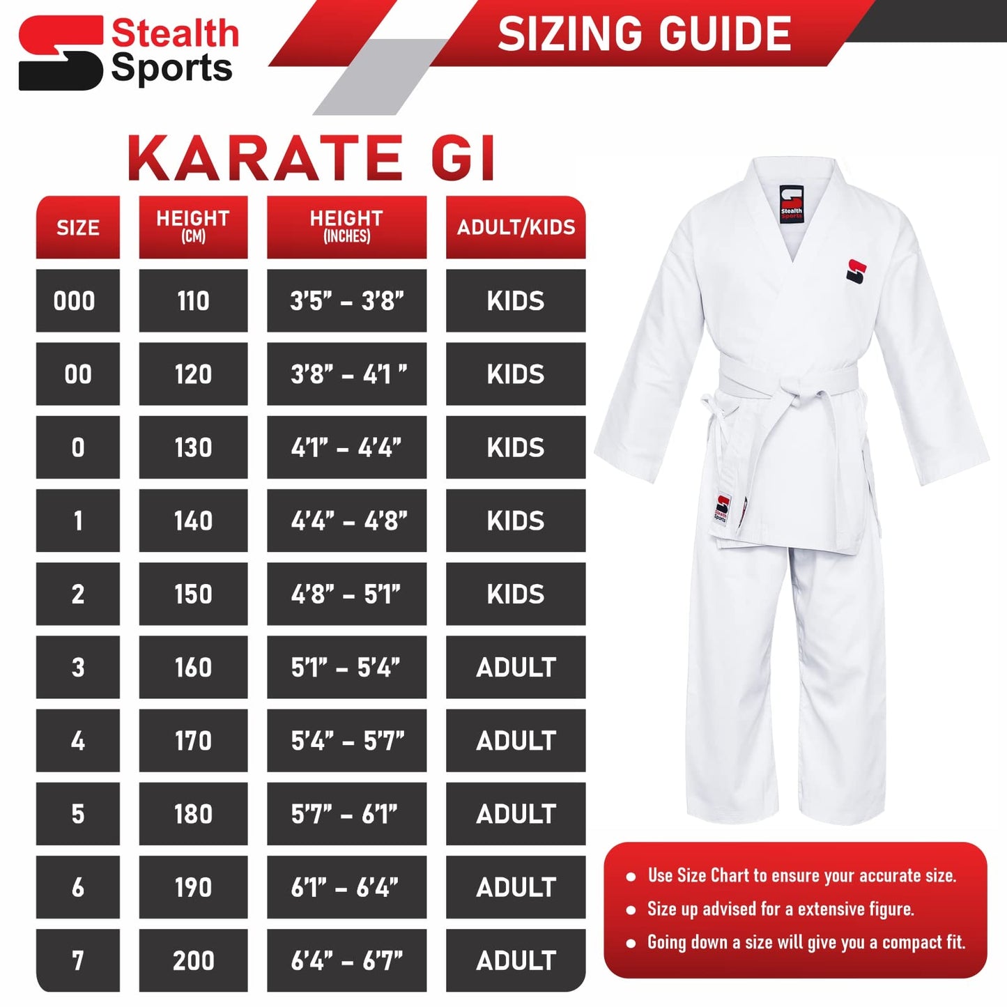 Stealth Sports Karate Gi with Belt – 8oz Karate Uniform for Kids and Adults – Lightweight and Comfortable Gi Uniform for Competition and Training