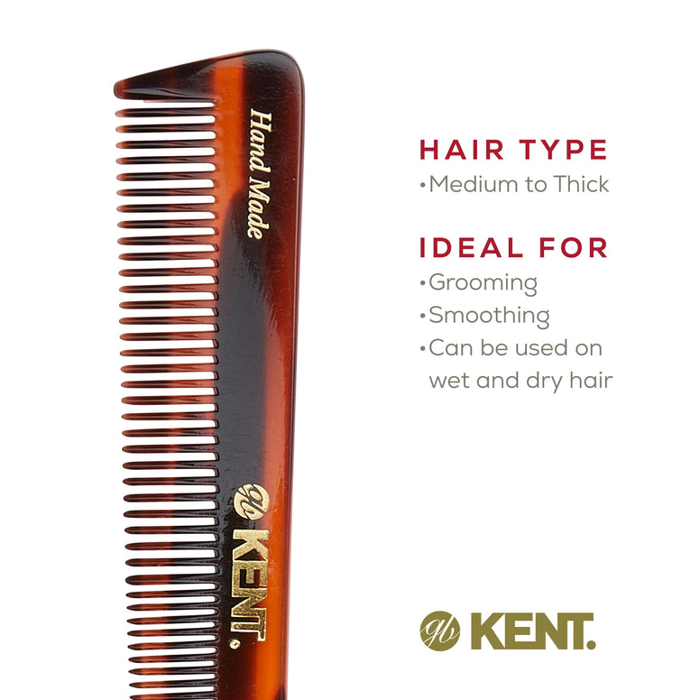 Kent Brushes Handmade Combs Range 4T Medium Size Coarse and Fine Comb