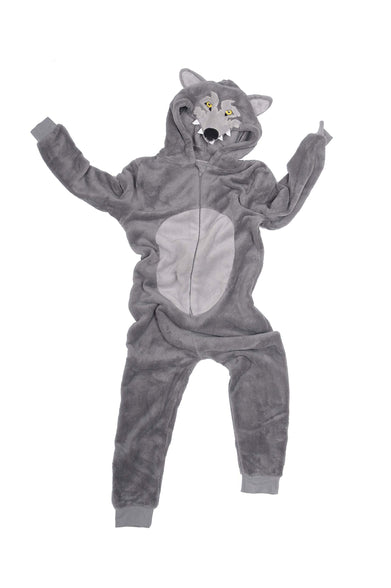GladRags Boys Girls Kids Wolf Onesie Size Age 7-8 Years Fleece Animal Jumpsuit Playsuit Character Soft Plush with Tail