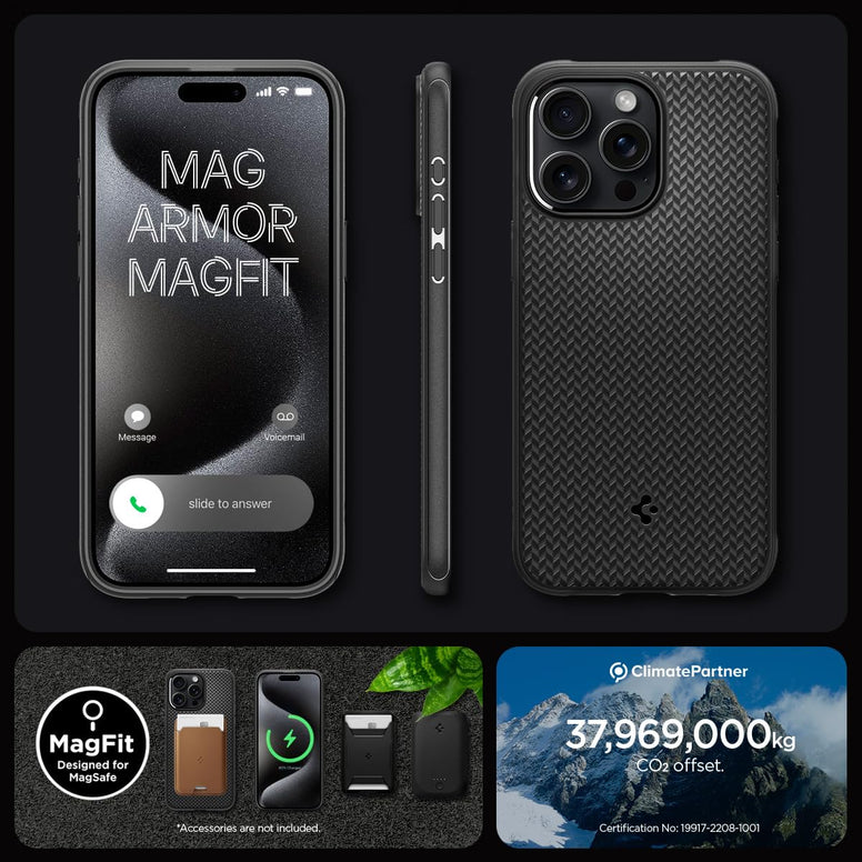 Spigen Mag Armor MagFit for iPhone 15 Pro Max case cover (2023) MagSafe compatible - Matte Black