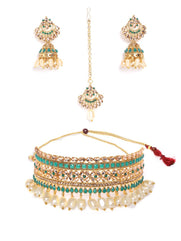 Zaveri Pearls Choker Jewellery Set For Women (Golden) (ZPFK9578)