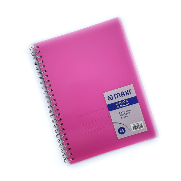 Maxi Wire Polypropylene Executive Notebook A5 80 Sheets, Assorted