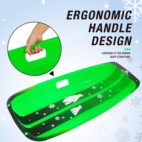 Snow Sled for Winter Plastic Cold-Resistant Sleds with Pull Rope and Handles for Kids and Adult