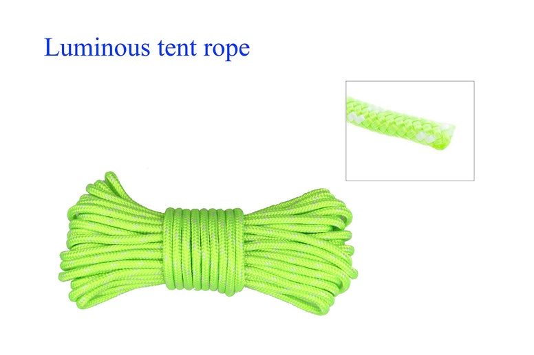 Outdoor Camping Luminous Rope Tent Rope Wind Rope Bold High Strength Nail Rope Canopy Fixed Wind Rope Total Length 10m