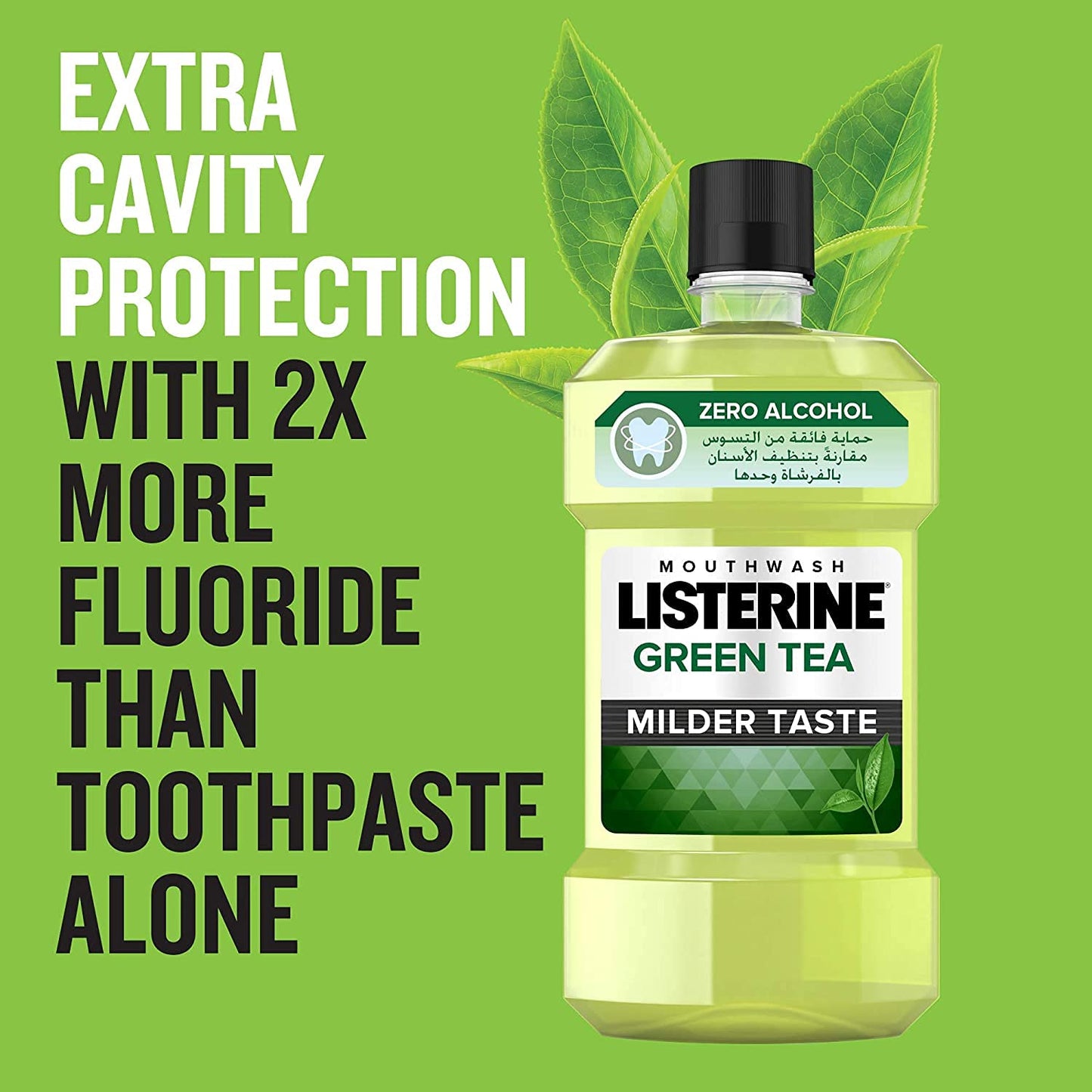 Listerine Green Tea Mouthwash - Pack of 3 Bottles (3 x 500 ml)