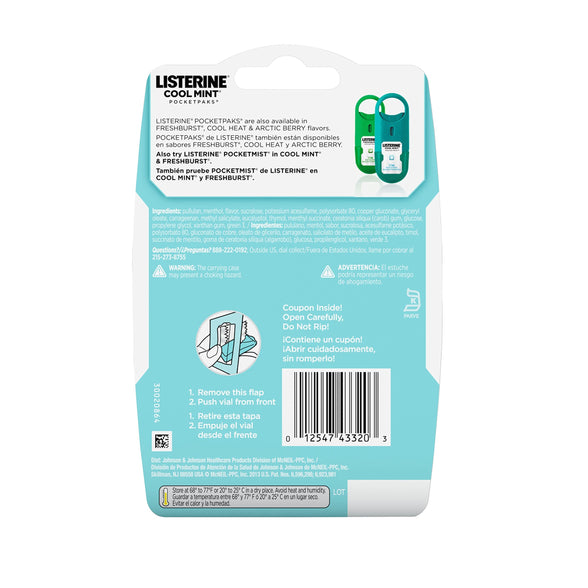 Listerine Cool Mint Pocketpaks Breath Strips Kills Bad Breath Germs, 24-Strip Pack, 3 Pack