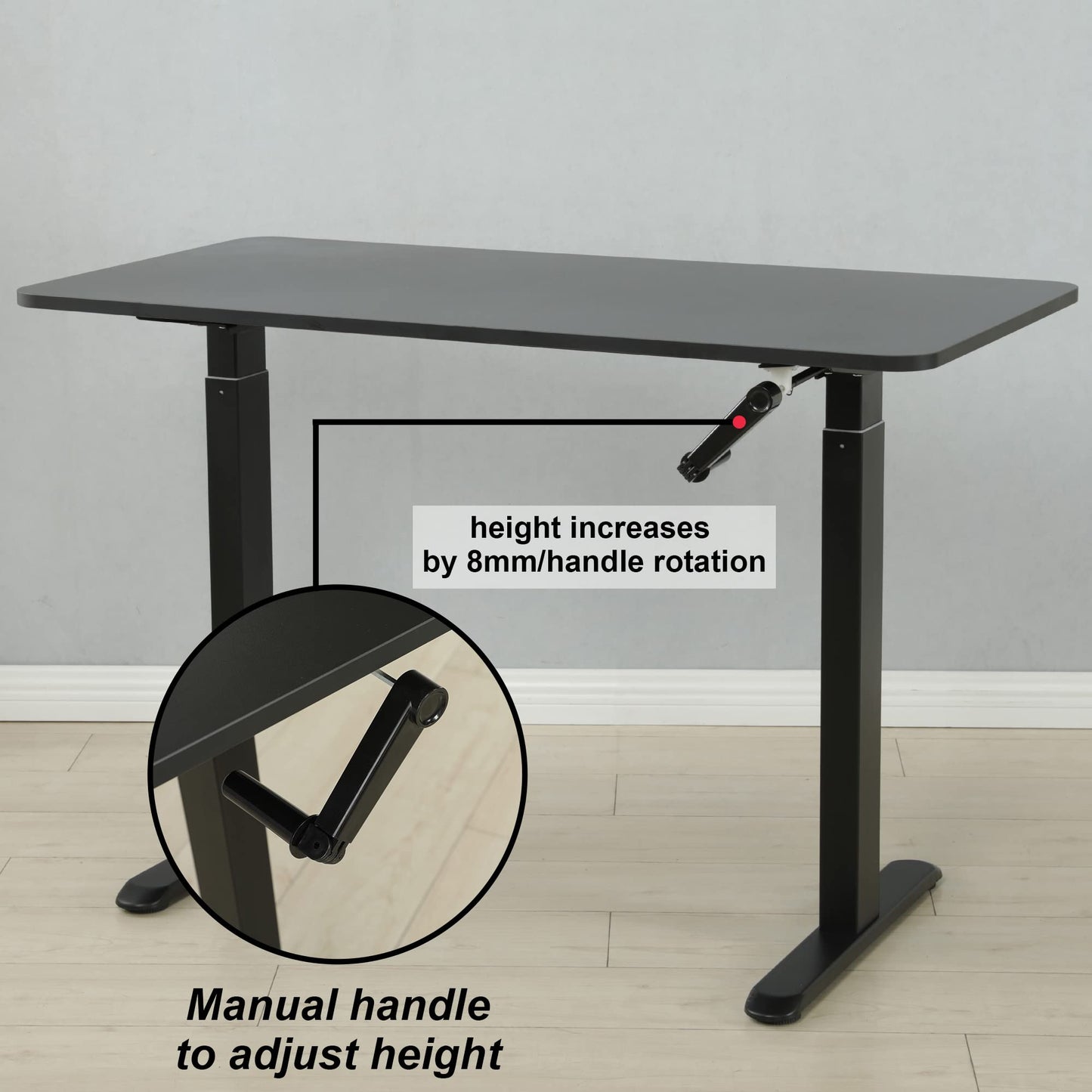 White Mulberry Manual Height Adjustable Sit-Stand Desk | Ergonomic Spacious Sit - Stand Table | Manual Height Adjustable Lever | Use in office, workstation or home | Black | 120 * 60*H(75-118) cm