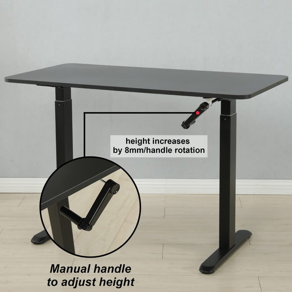 White Mulberry Manual Height Adjustable Sit-Stand Desk | Ergonomic Spacious Sit - Stand Table | Manual Height Adjustable Lever | Use in office, workstation or home | Black | 120 * 60*H(75-118) cm