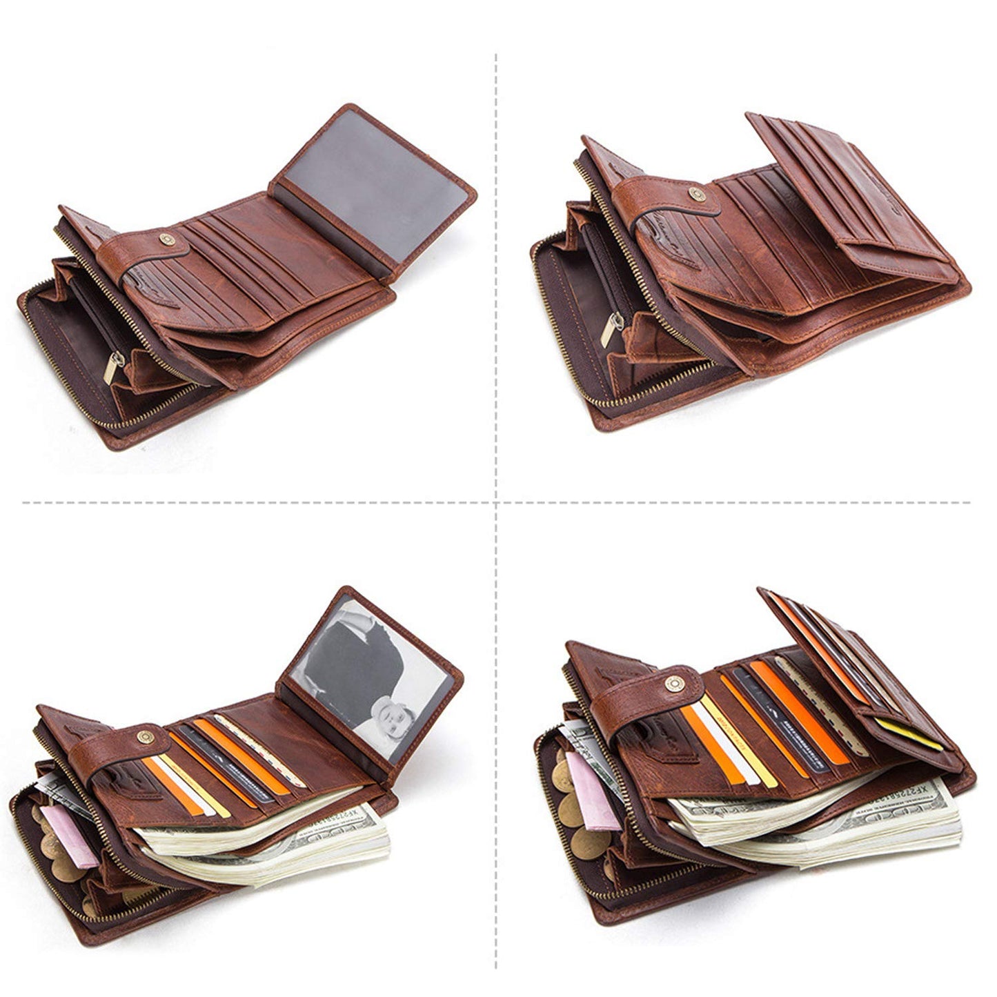 FANDARE Wallet with RFID Men Short Purse Leather Bifold Wallet with 12 * Credit Card Slots, 1 *Coin Pocket
