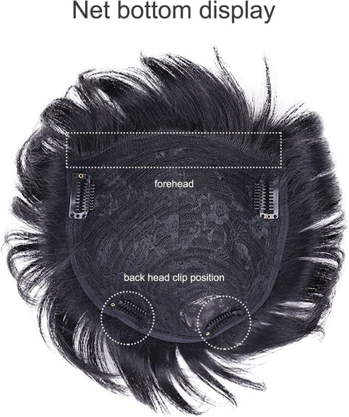 Knotless Toupee for Men, Short Hair Mechanism Wig, Full Real Hair Replacement Piece, Inch Wig Piece, Suitable for People with Hairline Falling Off,Natural (16 * 18 slant fringe design)