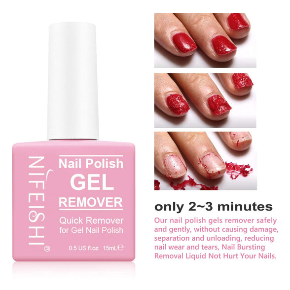 Gel Nail Polish Remover (2PCS), Gel Polish Remover for Nails in 3-5 Minutes No Need for Foil, Easily & Quickly Soak Off Gel Polish (0.5 Fl Oz)