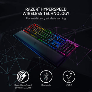 Razer BlackWidow V3 Pro (Green Switch) - Wireless Premium Mechanical Gaming Keyboard (Hyperspeed Wireless Technology, RGB Chroma Lighting, Wrist Rest, Bluetooth, USB-C) UK Layout | Black