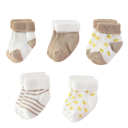 MAMIMAKA Unisex Baby Terry Socks 5-Pack for Baby boy and girl 0-12 Months Warm Cotton Socks