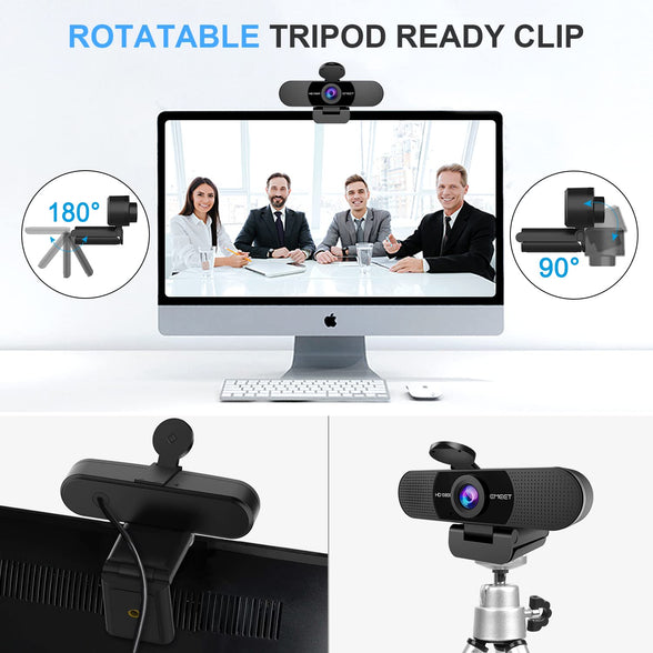 EMEET 1080P Webcam with Microphone, C960 Web Camera, 2 Mics Streaming Webcam with Privacy Cover, 90°View Computer Camera, Plug&Play USB Webcam for Calls/Conference, Zoom/Skype/YouTube, Laptop/Desktop