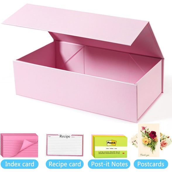 3x5 Index Card Holder Pink Card File Box Organizer, Hold 1200 3x5-Inch Flash Cards- 1 Pack Pink
