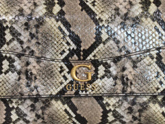 Guess Womens Crossbody Flap Messenger Bag, Natural/Python, One Size