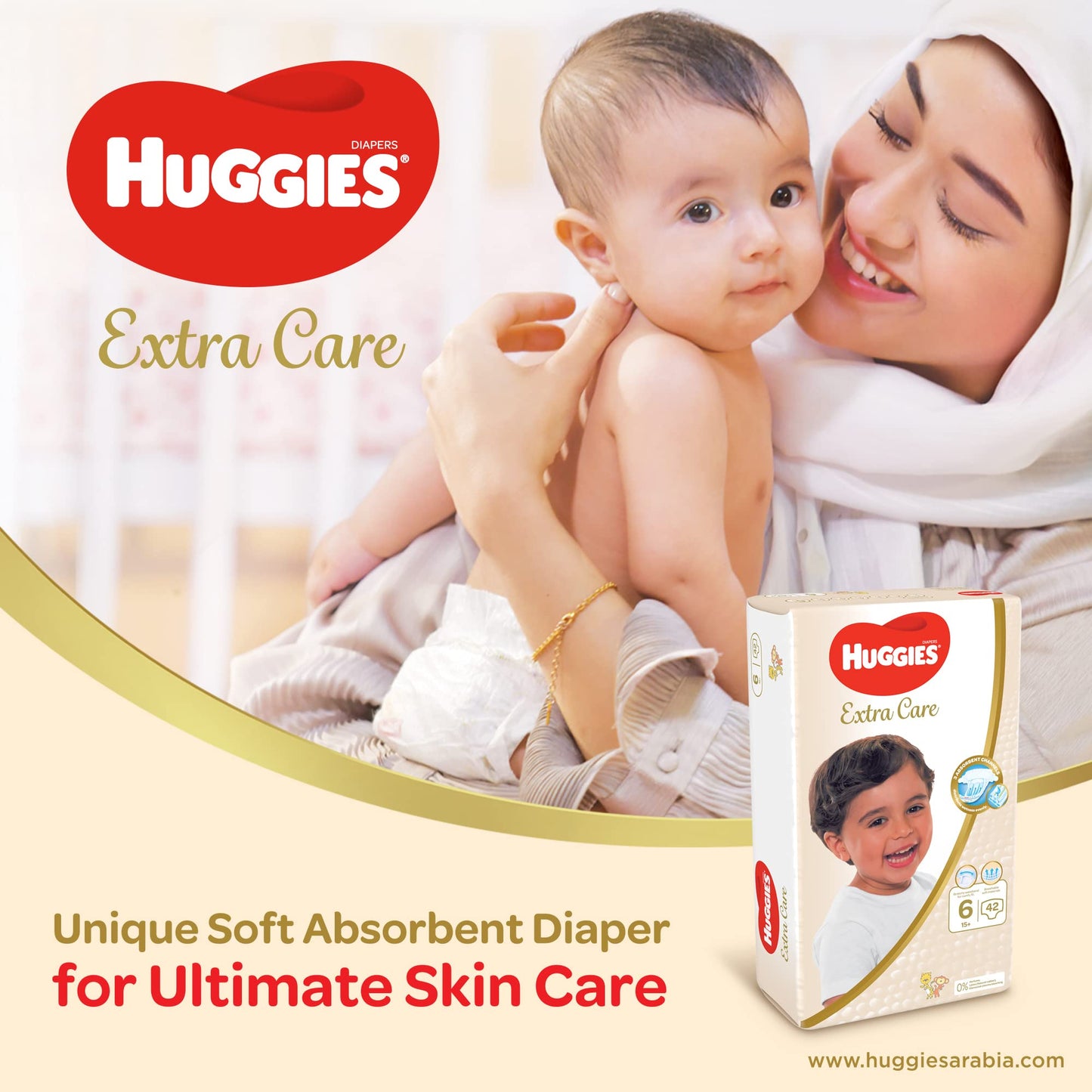 Huggies,Extra Care Baby Diapers,Diapers Size 3(4-9kg),Mega Pack of 152 Diapers,Absorbent Channels and Strechy Waistband,12h Day & Night Protection,Free from Nasties