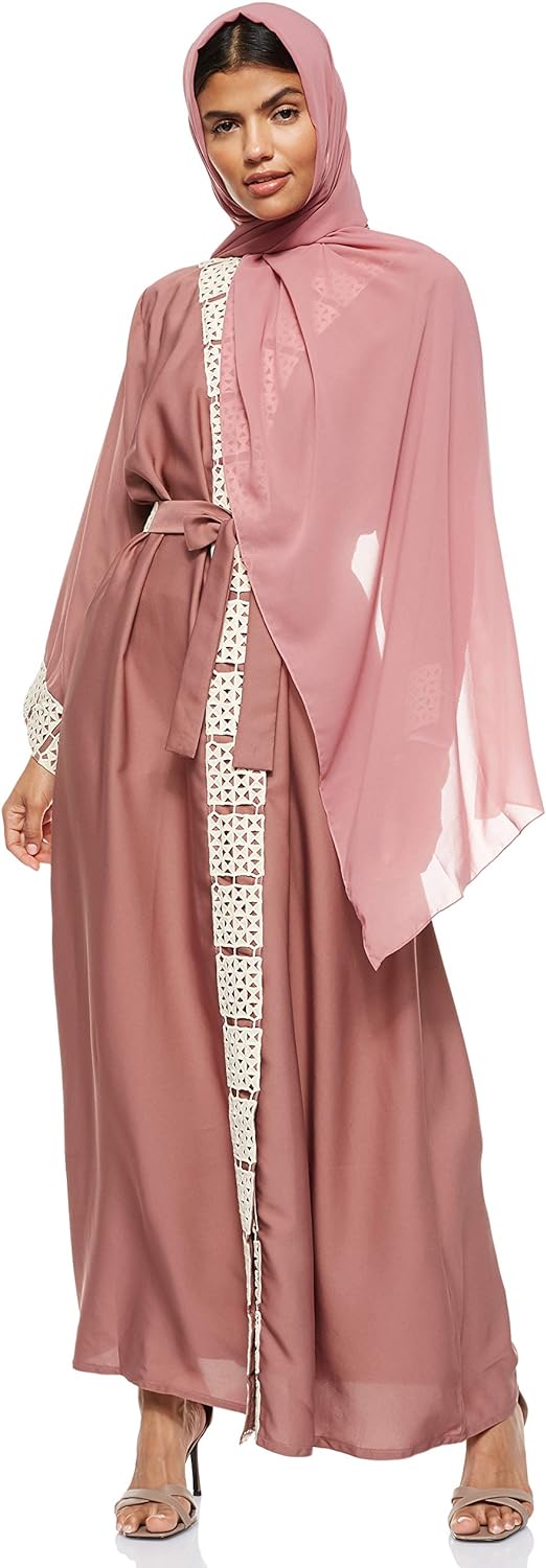 Nukhbaa Womens Premium Abaya Made With Fine Fabric, Comes With Matching Hijab AJ82A Abaya (pack of 5)