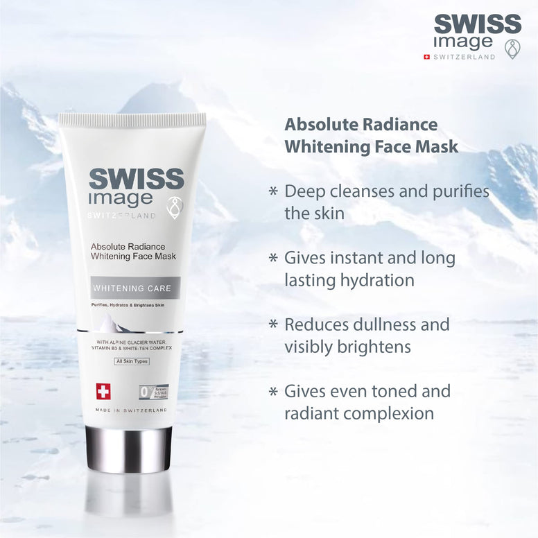 Swiss Image Brightening Skin Care Kit For Radiant & Glowing Skin- Face Wash 200ml, Face Mask 75ml, Serum 30ml & Night Cream 50 ml For All Skin Types, Enriched with Vitamin B3 & White Ten Complex