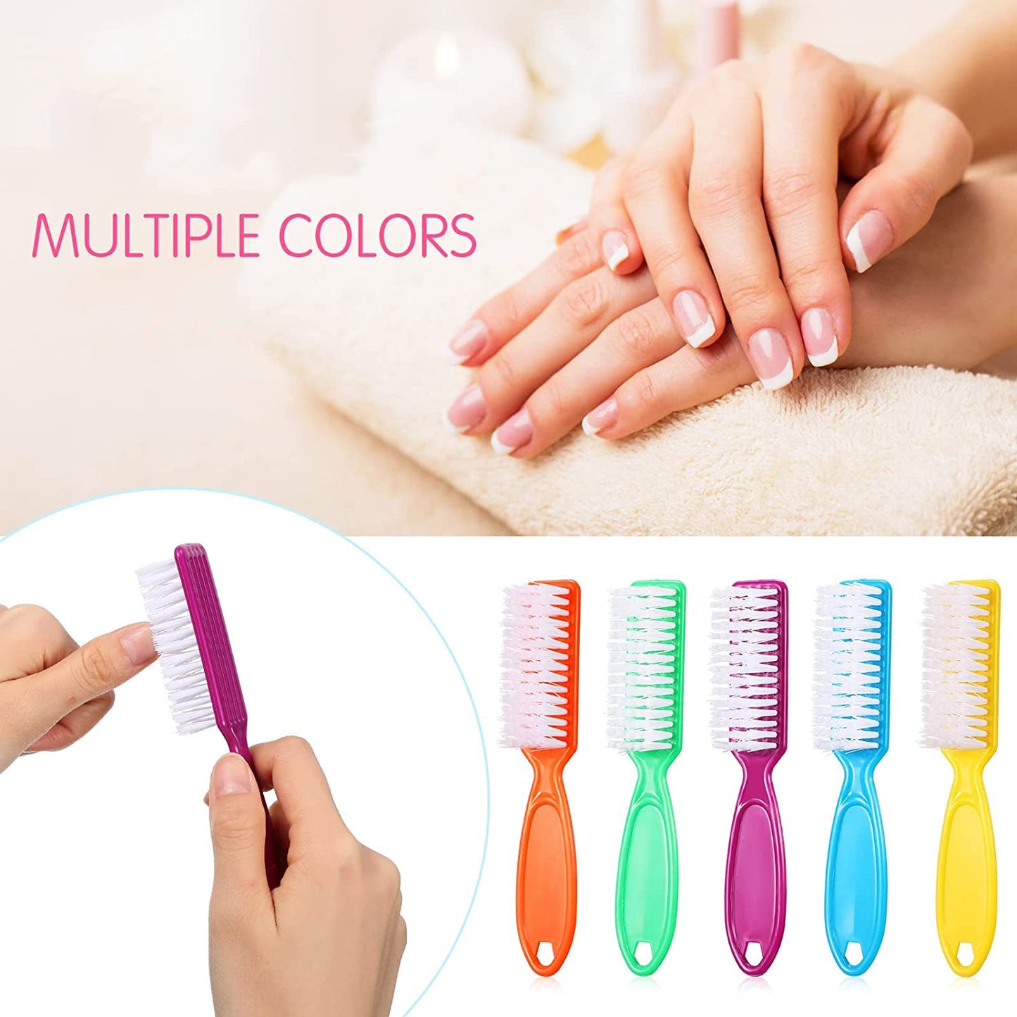 Handle Grip Nail Brush, Hand Fingernail Cleaner Brush Manicure Tools Scrub Cleaning Brushes for Toes and Nailsor Cleaner, Pedicure Scrubbing Tool 6 Pcs Kit (Random Color)