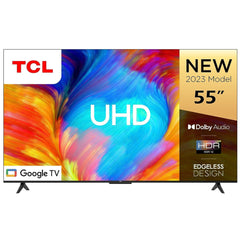 TCL 55 Inch 4K UHD Smart TV, Google TV with Built-in Chromecast & Google Assistance, Hands-free Voice Control, Dolby Audio, HDR10 & Micro Dimming technology, Edgeless Design, 55P635(2023 Model)